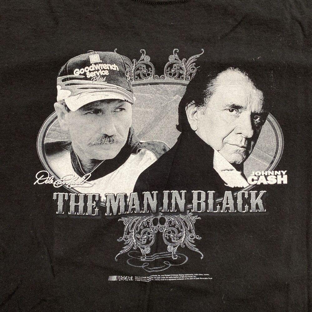 Dale Earnhardt and Cash Man In Black NASCAR Large Woman’s T-Shirt - Picture 3 of 7